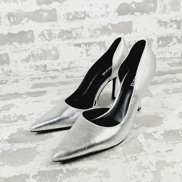New Abound.Abiris Faux Leather Silver Pointy Toe Heeled Pumps H325 - Picture 2 of 16